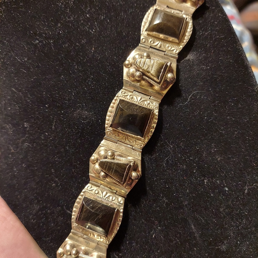 Vintage Made in Mexico Onyx panel bracelet